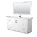 Wyndham Miranda 66" Single Bathroom Vanity In White White Cultured Marble Countertop Undermount Square Sink Brushed Nickel Trim 58" Mirror WCF292966SWHWCUNSM58