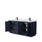 Wyndham Miranda 72" Double Bathroom Vanity In Dark Blue White Carrara Marble Countertop Undermount Square Sinks Black Trims and No Mirror WCF292972DBBCMUNSMXX