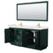 Wyndham Miranda 72" Double Bathroom Vanity In Green White Cultured Marble Countertop Undermount Square Sinks Brushed Gold Trim 70" Mirror WCF292972DGDWCUNSM70