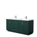 Wyndham Miranda 72" Double Bathroom Vanity In Green 1.25" Thick Matte White Solid Surface Countertop Integrated Sinks Brushed Nickel Trim WCF292972DGEK1INTMXX