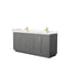 Wyndham Miranda 72" Double Bathroom Vanity In Dark Gray Light-Vein Carrara Cultured Marble Countertop Undermount Square Sinks Brushed Gold Trims And No Mirr WCF292972DGGC2UNSMXX