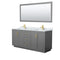 Wyndham Miranda 72" Double Bathroom Vanity In Dark Gray White Carrara Marble Countertop Undermount Square Sinks Brushed Gold Trims And 70" Mirror WCF292972DGGCMUNSM70