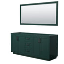 Wyndham Miranda 72" Double Bathroom Vanity In Green No Countertop No Sink Matte Black Trim 70" Mirror WCF292972DGKCXSXXM70