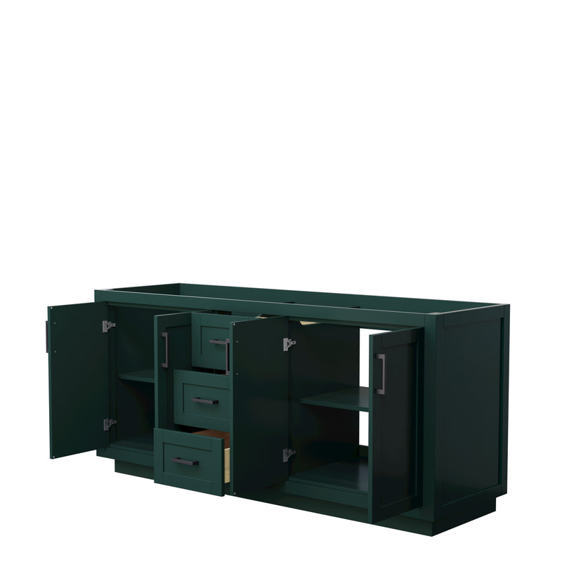 Wyndham Miranda 72" Double Bathroom Vanity In Green No Countertop No Sink Matte Black Trim WCF292972DGKCXSXXMXX