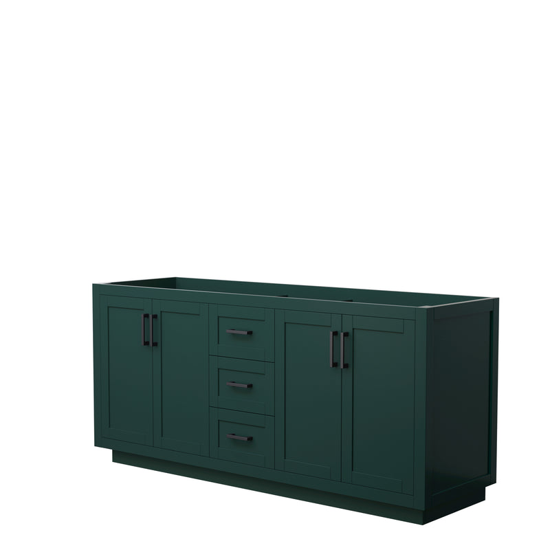 Wyndham Miranda 72" Double Bathroom Vanity In Green No Countertop No Sink Matte Black Trim WCF292972DGKCXSXXMXX