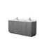 Wyndham Miranda 72" Double Bathroom Vanity In Dark Gray White Carrara Marble Countertop Undermount Square Sinks Brushed Nickel Trims And No Mirror WCF292972DKGCMUNSMXX