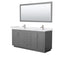 Wyndham Miranda 72" Double Bathroom Vanity In Dark Gray White Cultured Marble Countertop Undermount Square Sinks Brushed Nickel Trims And 70" Mirror WCF292972DKGWCUNSM70