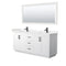 Wyndham Miranda 72" Double Bathroom Vanity In White Light-Vein Carrara Cultured Marble Countertop Undermount Square Sinks Black Trims And 70" Mirror WCF292972DWBC2UNSM70