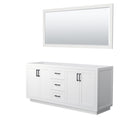 Wyndham Miranda 72" Double Bathroom Vanity In White No Countertop No Sink Black Trims And 70" Mirror WCF292972DWBCXSXXM70