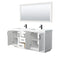 Wyndham Miranda 72" Double Bathroom Vanity In White Matte White Solid Surface In 1.25" Thickness Integrated Sinks Black Trims and 70" Mirror WCF292972DWBK1INTM70