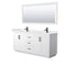 Wyndham Miranda 72" Double Bathroom Vanity In White White Cultured Marble Countertop Undermount Square Sinks Black Trims And 70" Mirror WCF292972DWBWCUNSM70