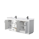 Wyndham Miranda 72" Double Bathroom Vanity In White White Cultured Marble Countertop Undermount Square Sinks Black Trims and No Mirror WCF292972DWBWCUNSMXX