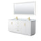 Wyndham Miranda 72" Double Bathroom Vanity In White White Carrara Marble Countertop Undermount Square Sinks Brushed Gold Trims And 70" Mirror WCF292972DWGCMUNSM70