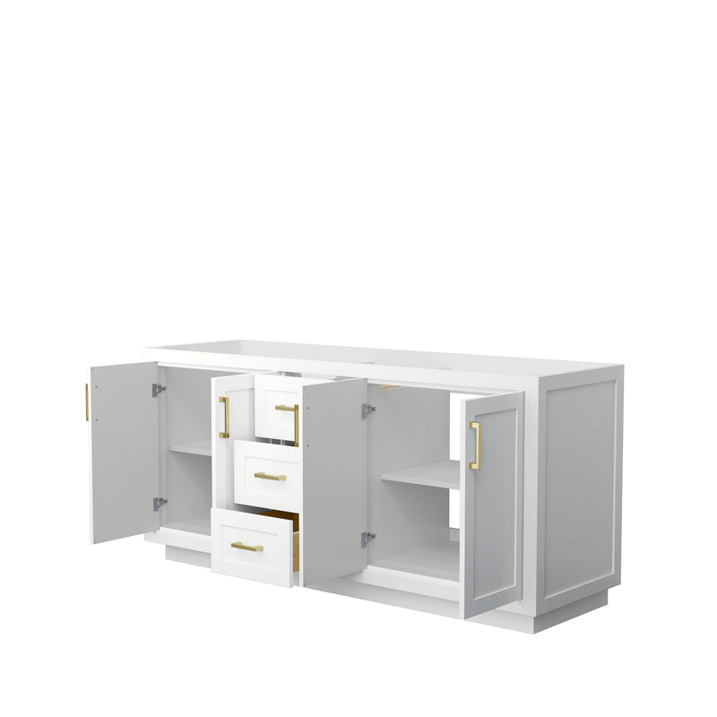 Wyndham Miranda 72" Double Bathroom Vanity In White No Countertop No Sink Brushed Gold Trims and No Mirror WCF292972DWGCXSXXMXX