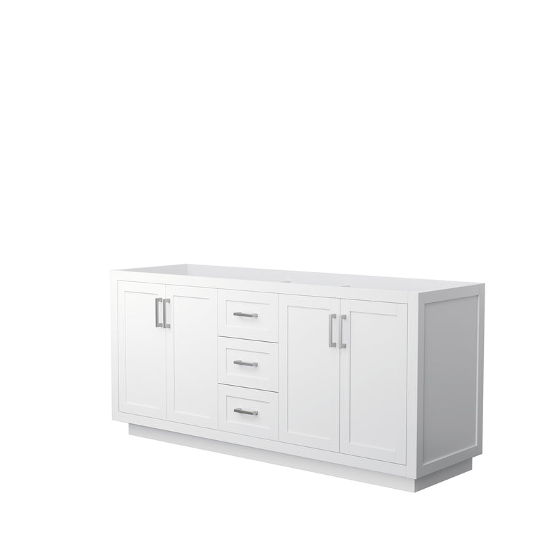 Wyndham Miranda 72" Double Bathroom Vanity In White No Countertop No Sink Brushed Nickel Trims And No Mirror WCF292972DWHCXSXXMXX