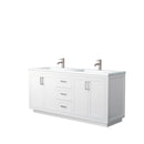 Wyndham Miranda 72" Double Bathroom Vanity In White Matte White Solid Surface In 1.25" Thickness Integrated Sinks Brushed Nickel Trims And No Mirror WCF292972DWHK1INTMXX