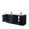 Wyndham Miranda 80" Double Bathroom Vanity In Dark Blue Light-Vein Carrara Cultured Marble Countertop Undermount Square Sinks Black Trims and No Mirror WCF292980DBBC2UNSMXX