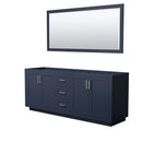 Wyndham Miranda 80" Double Bathroom Vanity In Dark Blue No Countertop No Sink Brushed Nickel Trims And 70" Mirror WCF292980DBNCXSXXM70