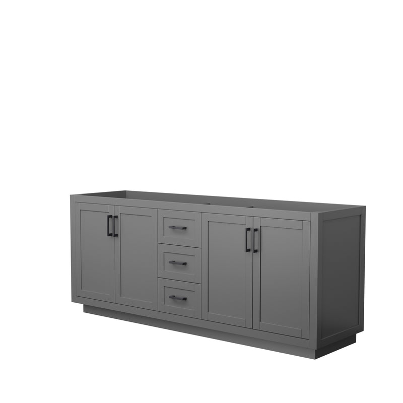 Wyndham Miranda 80" Double Bathroom Vanity In Dark Gray No Countertop No Sink Black Trims And No Mirror WCF292980DGBCXSXXMXX