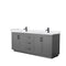 Wyndham Miranda 80" Double Bathroom Vanity In Dark Gray White Cultured Marble Countertop Undermount Square Sinks Black Trims And No Mirror WCF292980DGBWCUNSMXX