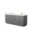 Wyndham Miranda 80" Double Bathroom Vanity In Dark Gray Light-Vein Carrara Cultured Marble Countertop Undermount Square Sinks Brushed Gold Trims And No Mirr WCF292980DGGC2UNSMXX