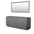 Wyndham Miranda 80" Double Bathroom Vanity In Dark Gray No Countertop No Sink Brushed Gold Trims And 70" Mirror WCF292980DGGCXSXXM70