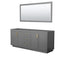 Wyndham Miranda 80" Double Bathroom Vanity In Dark Gray No Countertop No Sink Brushed Gold Trims And 70" Mirror WCF292980DGGCXSXXM70