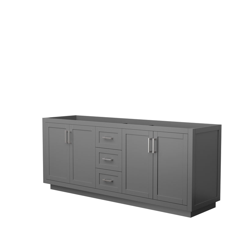 Wyndham Miranda 80" Double Bathroom Vanity In Dark Gray No Countertop No Sink Brushed Nickel Trims And No Mirror WCF292980DKGCXSXXMXX