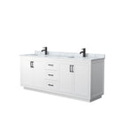 Wyndham Miranda 80" Double Bathroom Vanity In White White Carrara Marble Countertop Undermount Square Sinks Black Trims And No Mirror WCF292980DWBCMUNSMXX