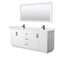 Wyndham Miranda 80" Double Bathroom Vanity In White White Cultured Marble Countertop Undermount Square Sinks Black Trims And 70" Mirror WCF292980DWBWCUNSM70