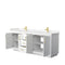 Wyndham Miranda 80" Double Bathroom Vanity In White Light-Vein Carrara Cultured Marble Countertop Undermount Square Sinks Brushed Gold Trims and No Mirror WCF292980DWGC2UNSMXX