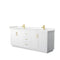 Wyndham Miranda 80" Double Bathroom Vanity In White Light-Vein Carrara Cultured Marble Countertop Undermount Square Sinks Brushed Gold Trims And No Mirror WCF292980DWGC2UNSMXX