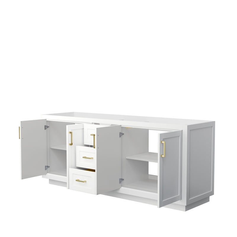 Wyndham Miranda 80" Double Bathroom Vanity In White No Countertop No Sink Brushed Gold Trims and No Mirror WCF292980DWGCXSXXMXX