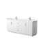 Wyndham Miranda 80" Double Bathroom Vanity In White Light-Vein Carrara Cultured Marble Countertop Undermount Square Sinks Brushed Nickel Trims And No Mirror WCF292980DWHC2UNSMXX