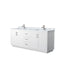 Wyndham Miranda 80" Double Bathroom Vanity In White White Carrara Marble Countertop Undermount Square Sinks Brushed Nickel Trims And No Mirror WCF292980DWHCMUNSMXX