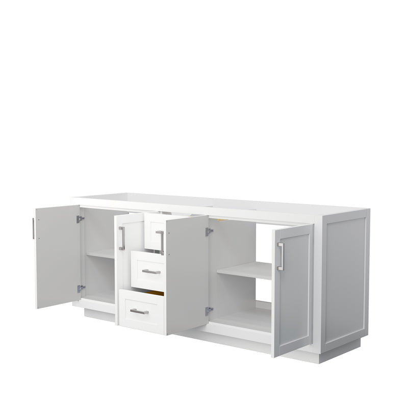 Wyndham Miranda 80" Double Bathroom Vanity In White No Countertop No Sink Brushed Nickel Trims and No Mirror WCF292980DWHCXSXXMXX