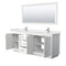 Wyndham Miranda 80" Double Bathroom Vanity In White White Cultured Marble Countertop Undermount Square Sinks Brushed Nickel Trims and 70" Mirror WCF292980DWHWCUNSM70