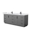 Wyndham Miranda 84" Double Bathroom Vanity In Dark Gray White Cultured Marble Countertop Undermount Square Sinks Matte Black Trim WCF292984DGBWCUNSMXX