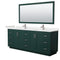 Wyndham Miranda 84" Double Bathroom Vanity In Green Light-Vein Carrara Cultured Marble Countertop Undermount Square Sinks Brushed Nickel Trim 70" Mirror WCF292984DGEC2UNSM70