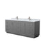 Wyndham Miranda 84" Double Bathroom Vanity In Dark Gray White Carrara Marble Countertop Undermount Square Sinks Brushed Nickel Trim WCF292984DKGCMUNSMXX