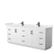 Wyndham Miranda 84" Double Bathroom Vanity In White Light-Vein Carrara Cultured Marble Countertop Undermount Square Sinks Matte Black Trim WCF292984DWBC2UNSMXX