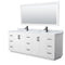 Wyndham Miranda 84" Double Bathroom Vanity In White White Carrara Marble Countertop Undermount Square Sinks Matte Black Trim 70" Mirror WCF292984DWBCMUNSM70