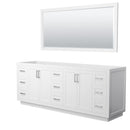 Wyndham Miranda 84" Double Bathroom Vanity In White No Countertop No Sink Brushed Nickel Trim 70" Mirror WCF292984DWHCXSXXM70