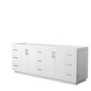 Wyndham Miranda 84" Double Bathroom Vanity In White No Countertop No Sink Brushed Nickel Trim WCF292984DWHCXSXXMXX