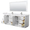 Wyndham Miranda 84" Double Bathroom Vanity In White White Cultured Marble Countertop Undermount Square Sinks Brushed Nickel Trim 70" Mirror WCF292984DWHWCUNSM70