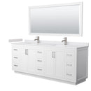 Wyndham Miranda 84" Double Bathroom Vanity In White White Cultured Marble Countertop Undermount Square Sinks Brushed Nickel Trim 70" Mirror WCF292984DWHWCUNSM70