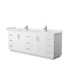 Wyndham Miranda 84" Double Bathroom Vanity In White White Cultured Marble Countertop Undermount Square Sinks Brushed Nickel Trim WCF292984DWHWCUNSMXX