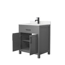 Wyndham Beckett 30" Single Bathroom Vanity In Dark Gray Carrara Cultured Marble Countertop Undermount Square Sink Matte Black Trim WCG242430SGBCCUNSMXX