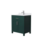 Wyndham Beckett 30" Single Bathroom Vanity In Green White Cultured Marble Countertop Undermount Square Sink Brushed Nickel Trim WCG242430SGEWCUNSMXX