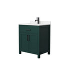 Wyndham Beckett 30" Single Bathroom Vanity In Green Carrara Cultured Marble Countertop Undermount Square Sink Matte Black Trim WCG242430SGKCCUNSMXX